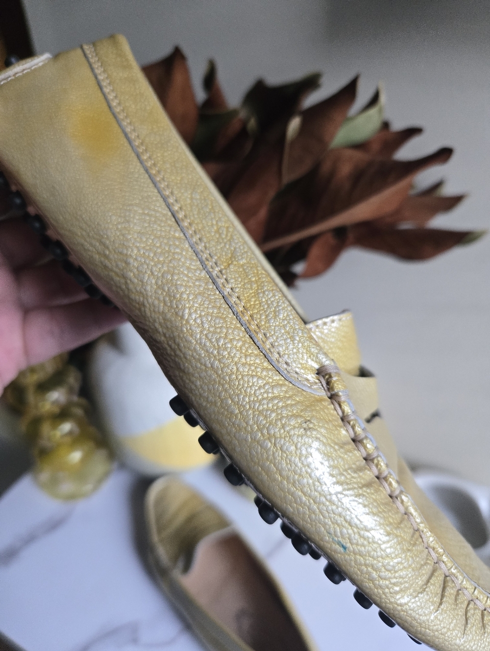 Tod's Patent Leather Yellow Women's Loafers Size 7.5 - Picture 10 of 11